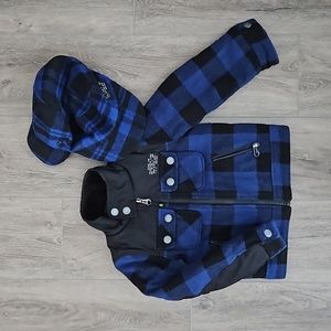 HOST PICK Diesel kids padded jacket blue plaid with matching hat boys XXS